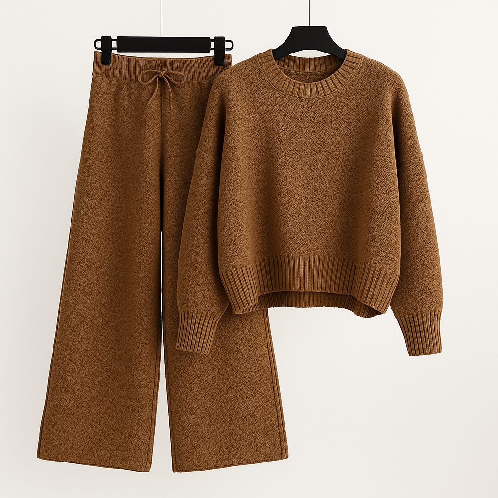 Merayla Fashion – Luxe Knitted Wide Leg Pants Set | Comfort Meets Style