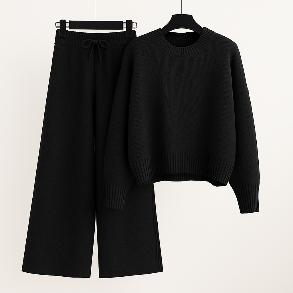 Merayla Fashion – Luxe Knitted Wide Leg Pants Set | Comfort Meets Style