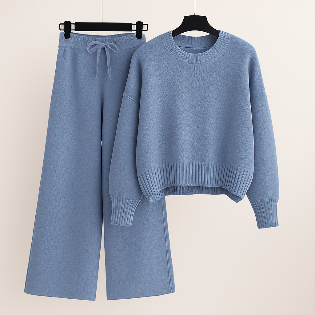 Merayla Fashion – Luxe Knitted Wide Leg Pants Set | Comfort Meets Style