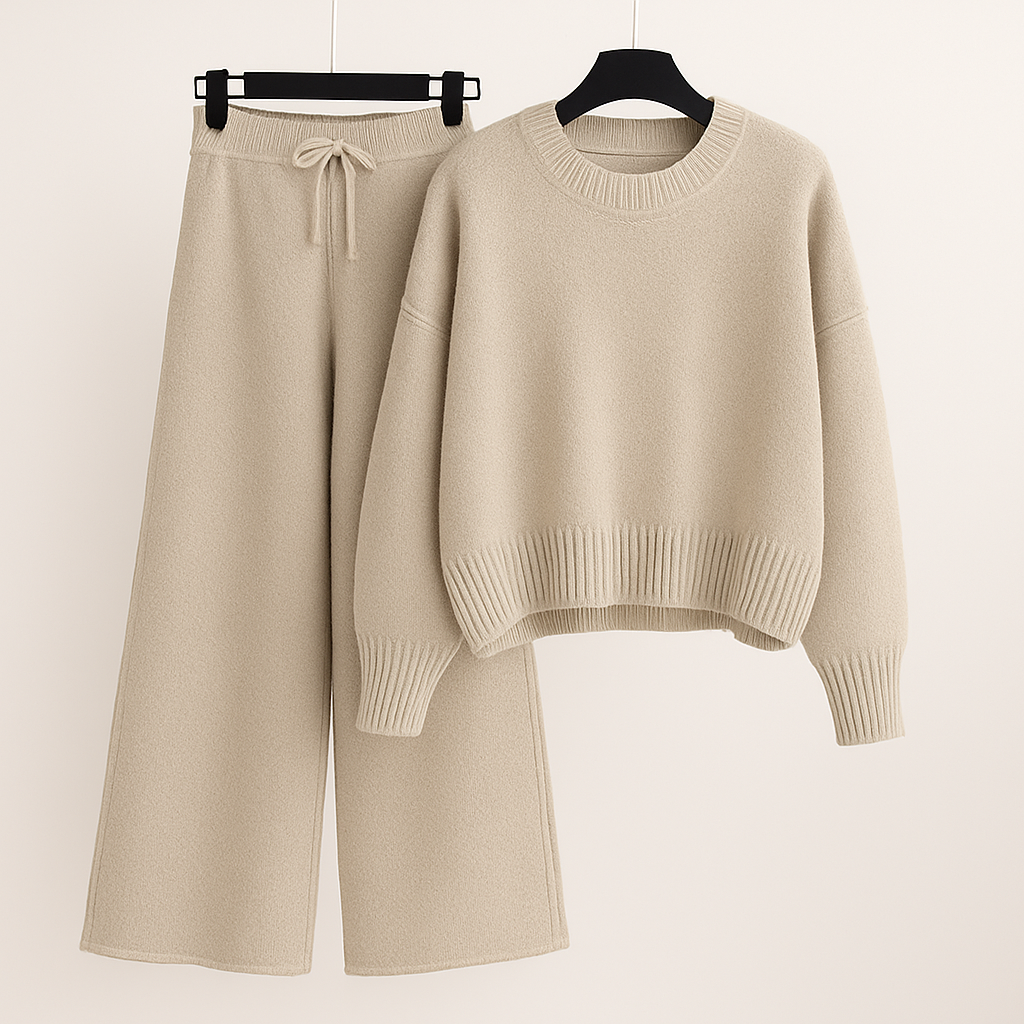 Merayla Fashion – Luxe Knitted Wide Leg Pants Set | Comfort Meets Style
