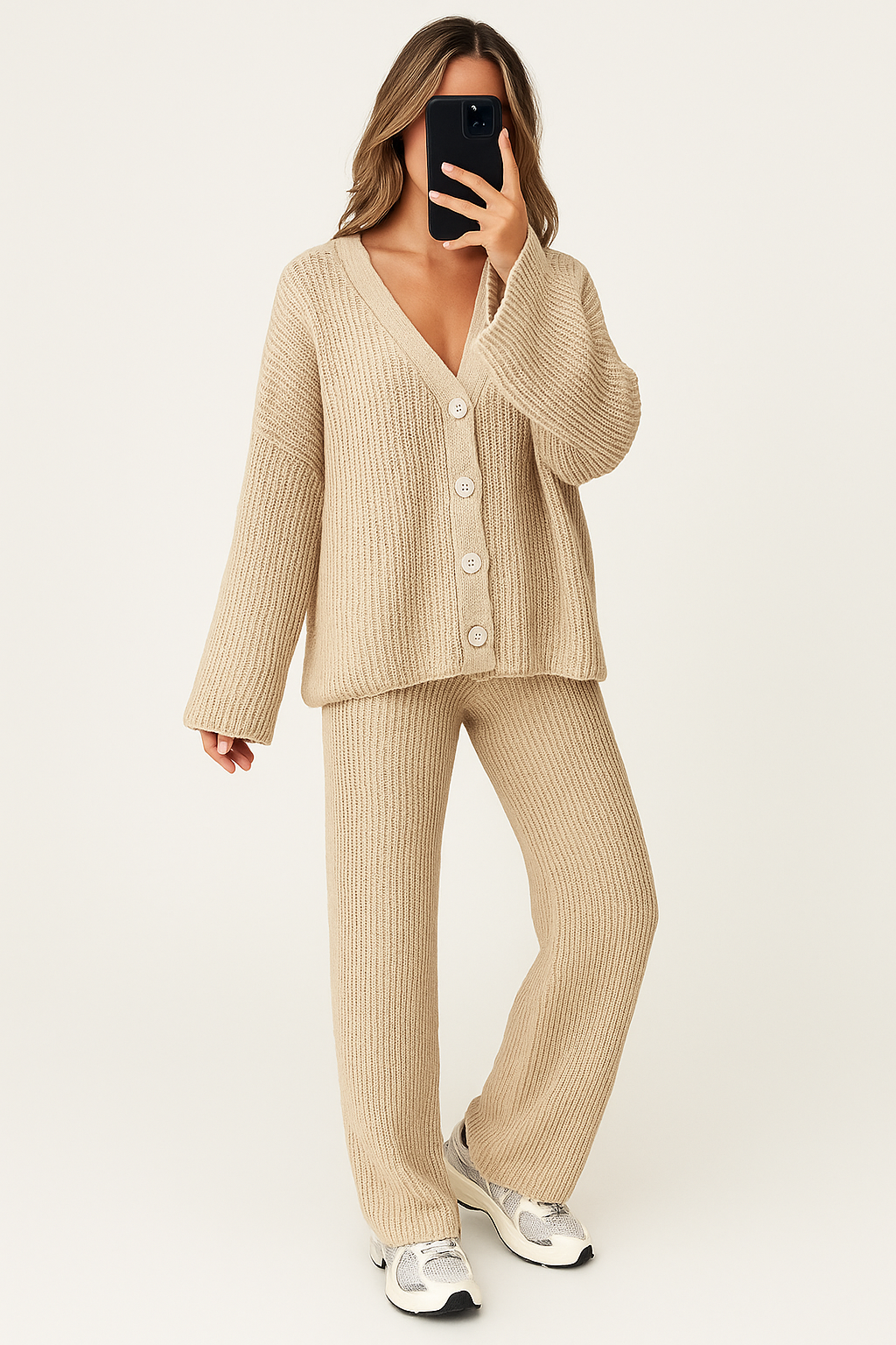 Cozy Knit Two-Piece Lounge Set – Effortless Warmth & Modern Elegance